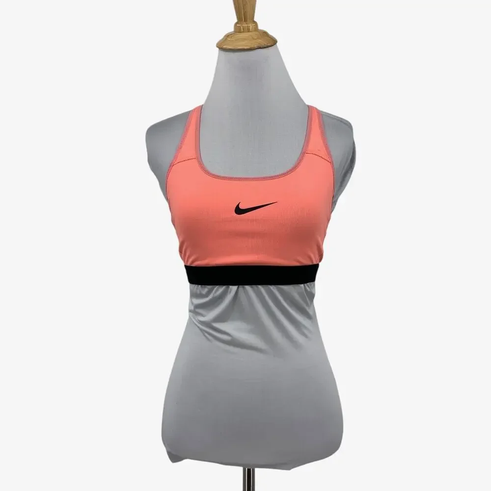 Nike Sports Bra Womens S Small Salmon Black Dri Fit Open Crossback‎ Unpadded
